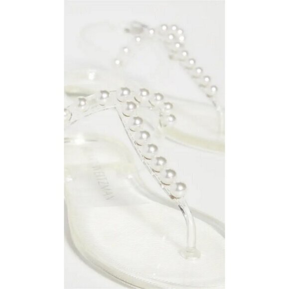 💕STUART WEITZMAN💕 Goldie Jelly Sandal Thong ~ Clear Pearl Embellishments 12 - Picture 4 of 15